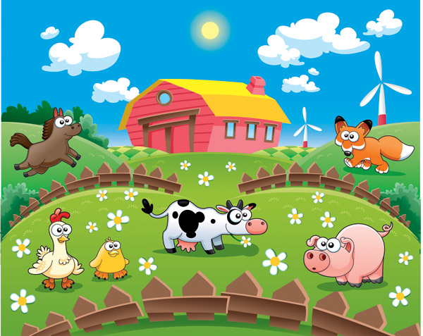 happy farm background templates colorful cute cartoon design