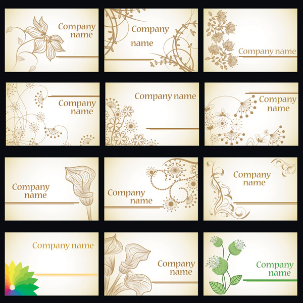 name card templates botanical petals sketch