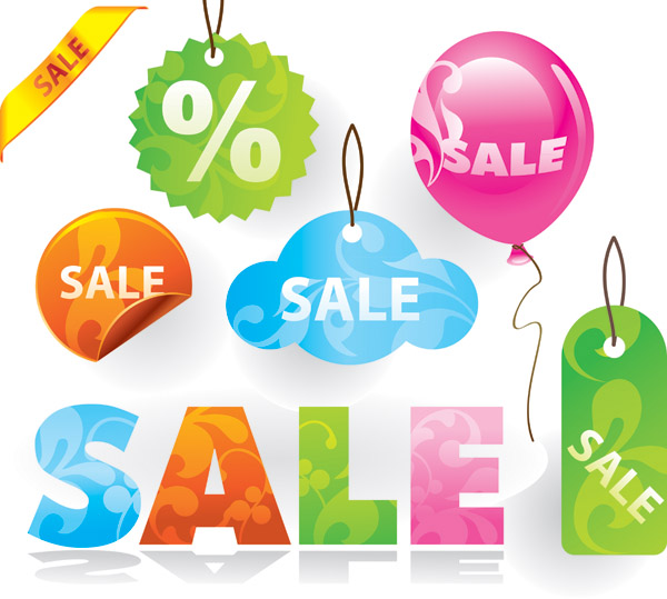 sales banner templates colorful balloon gifts tags decor