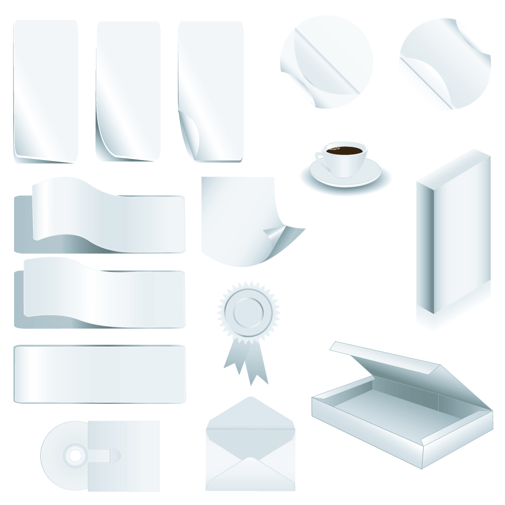 stationery icons modern 3d blank sketch