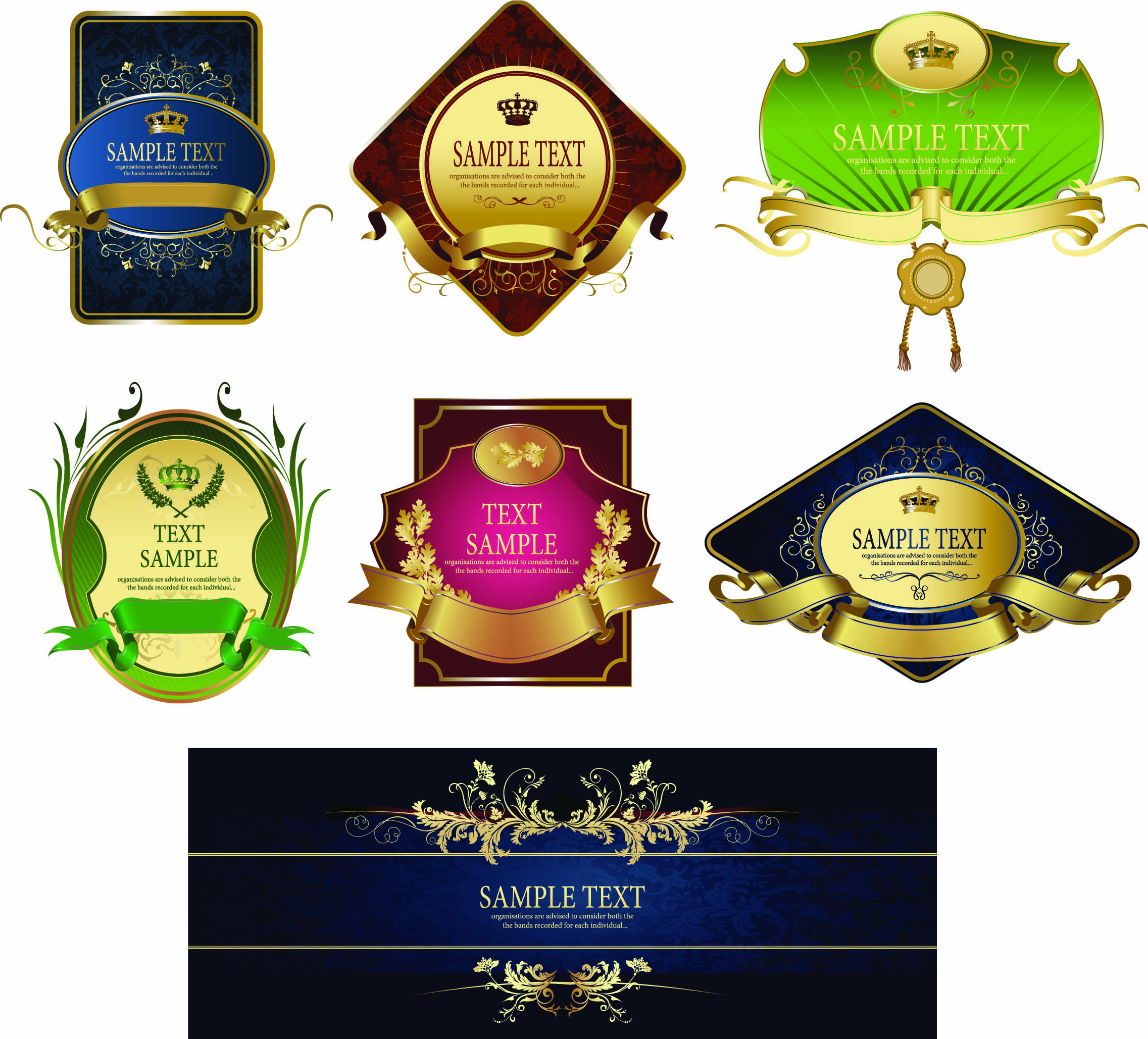 label templates colored elegant design symmetric ribbon decor