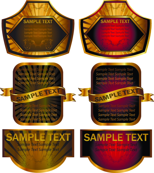 labels templates elegant luxury shiny golden decor