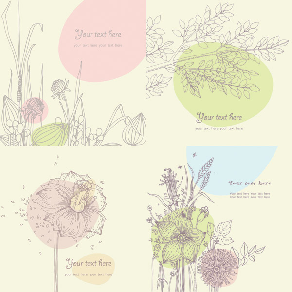 nature background templates colored classical botany sketch