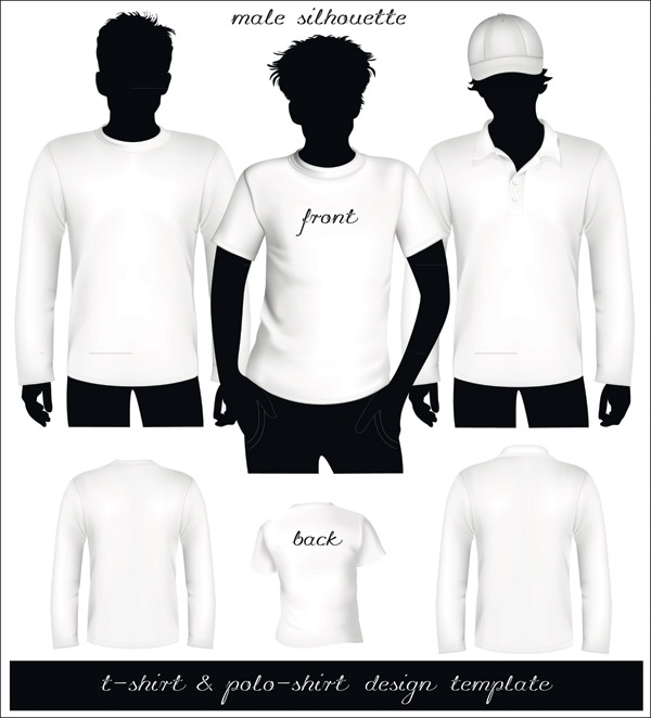 men tshirt templates modern blank sketch models icons