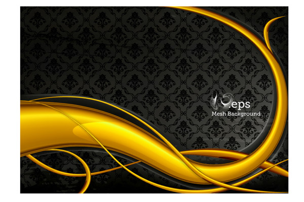 decorative background 3d golden motion curves decor