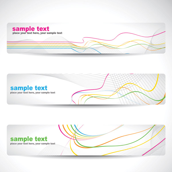 banner templates bright colorful dynamic curved lines decor