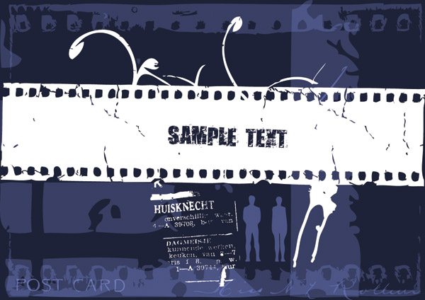 film festive banner template dark retro silhouettes decor