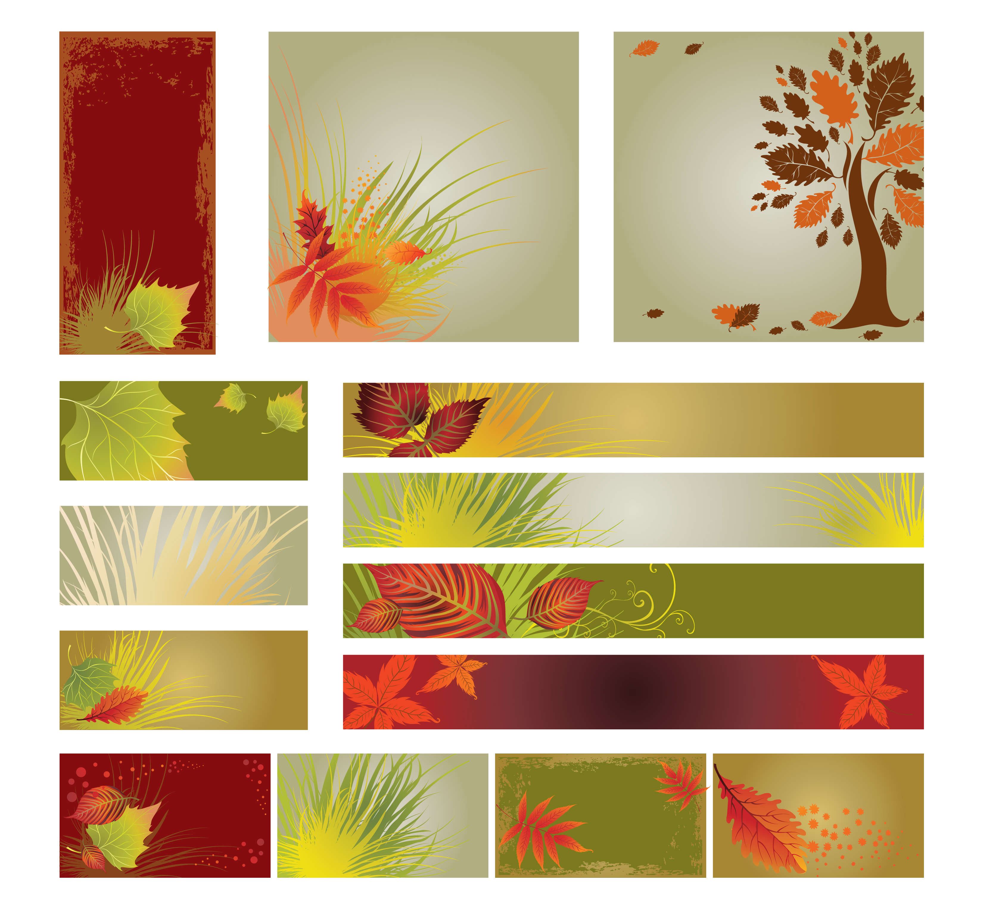 autumn background templates colorful tree leaves icons decor