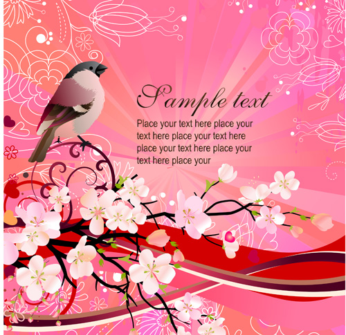 spring background bird cherry blossom decor