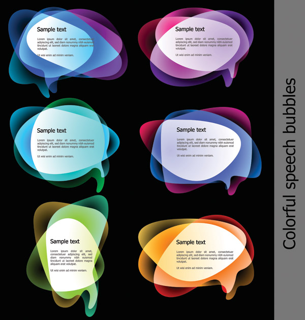 text box templates colorful transparent illusion speech bubbles