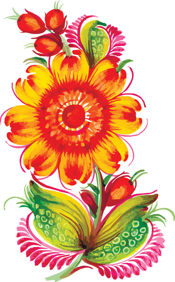 flower painting classical colorful handdrawn sketch