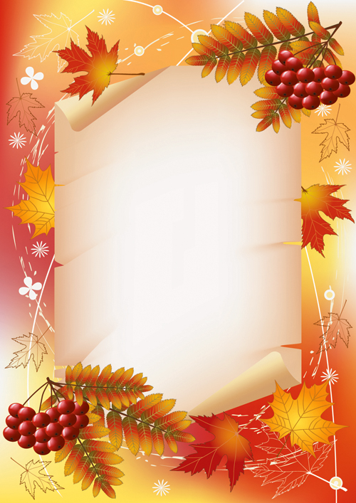 autumn background classical orange red leaves fruit decor