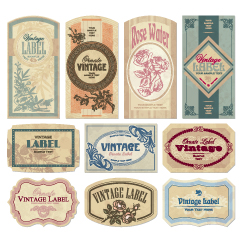 labels templates collection colored retro design