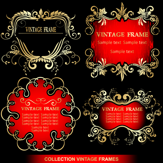 frames templates golden vintage symmetrical curves decor