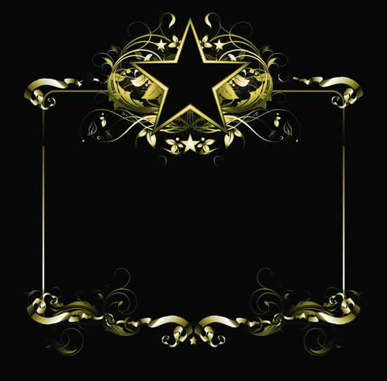 frame template elegant dark modern golden star decor