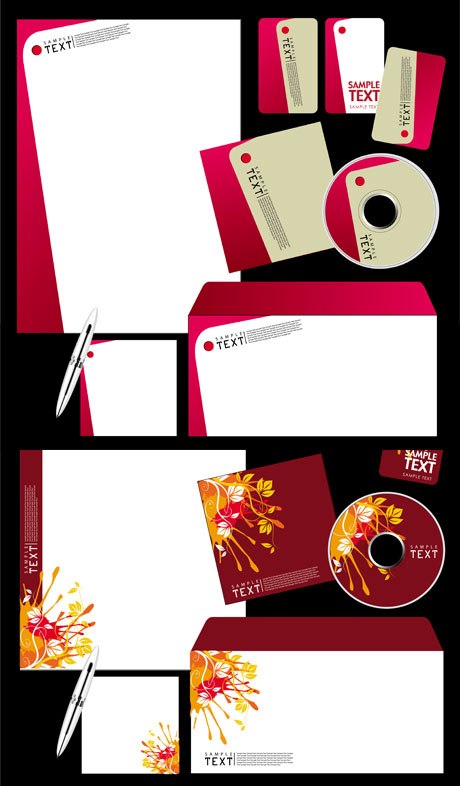 corporate identity templates simple flat red slanted decor