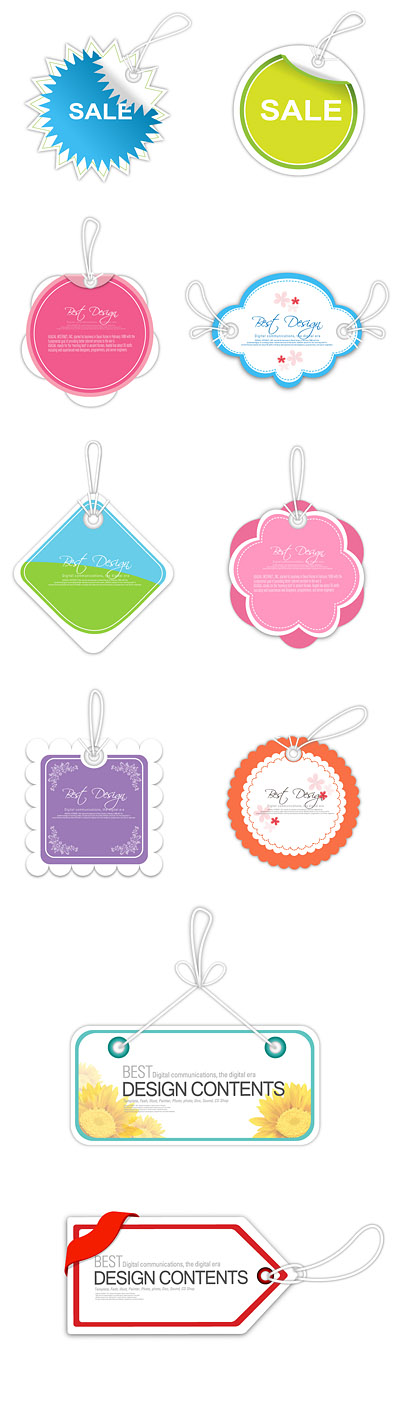 hang tags templates colored flat shapes design