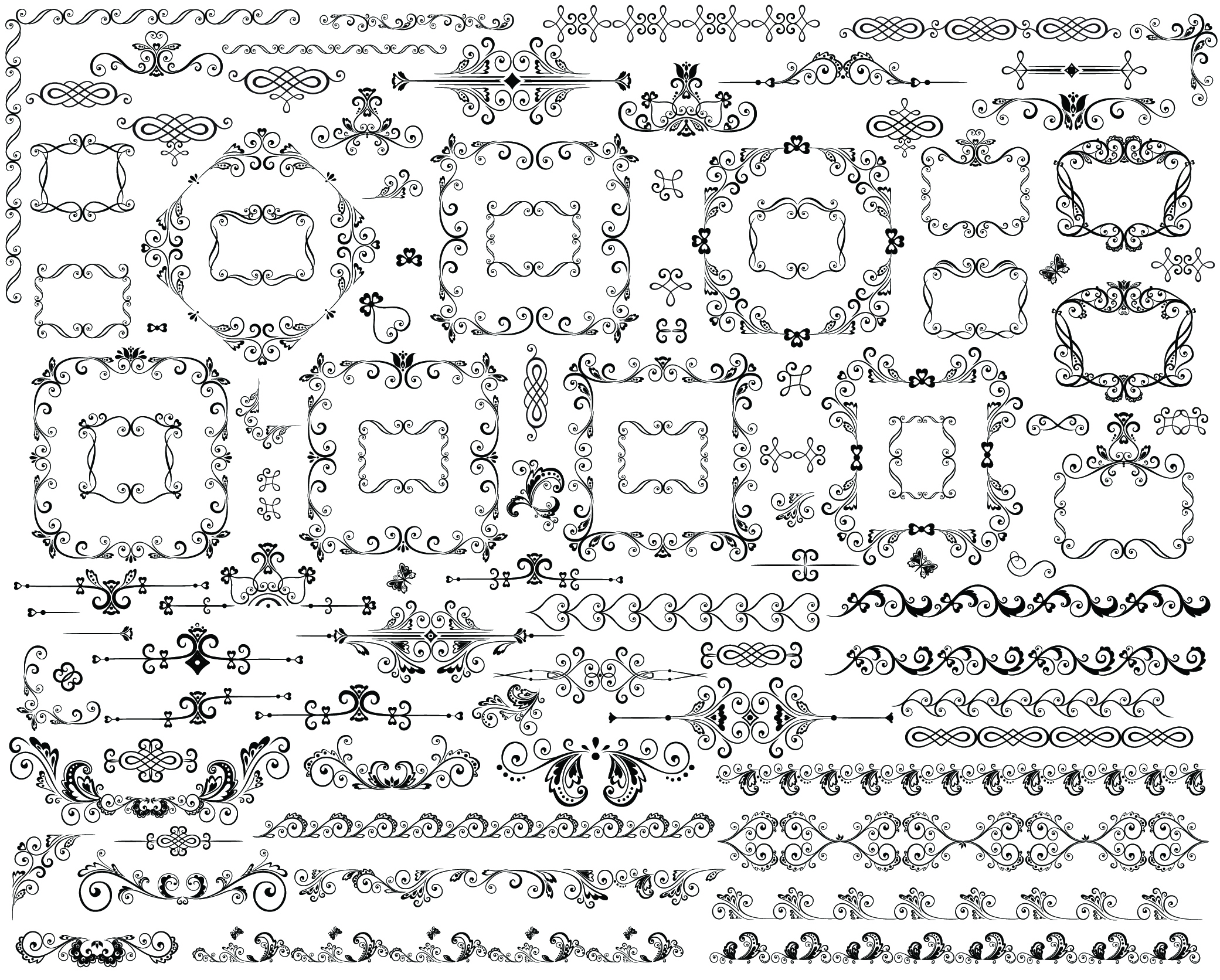 border design elements collection classical symmetric seamless curves