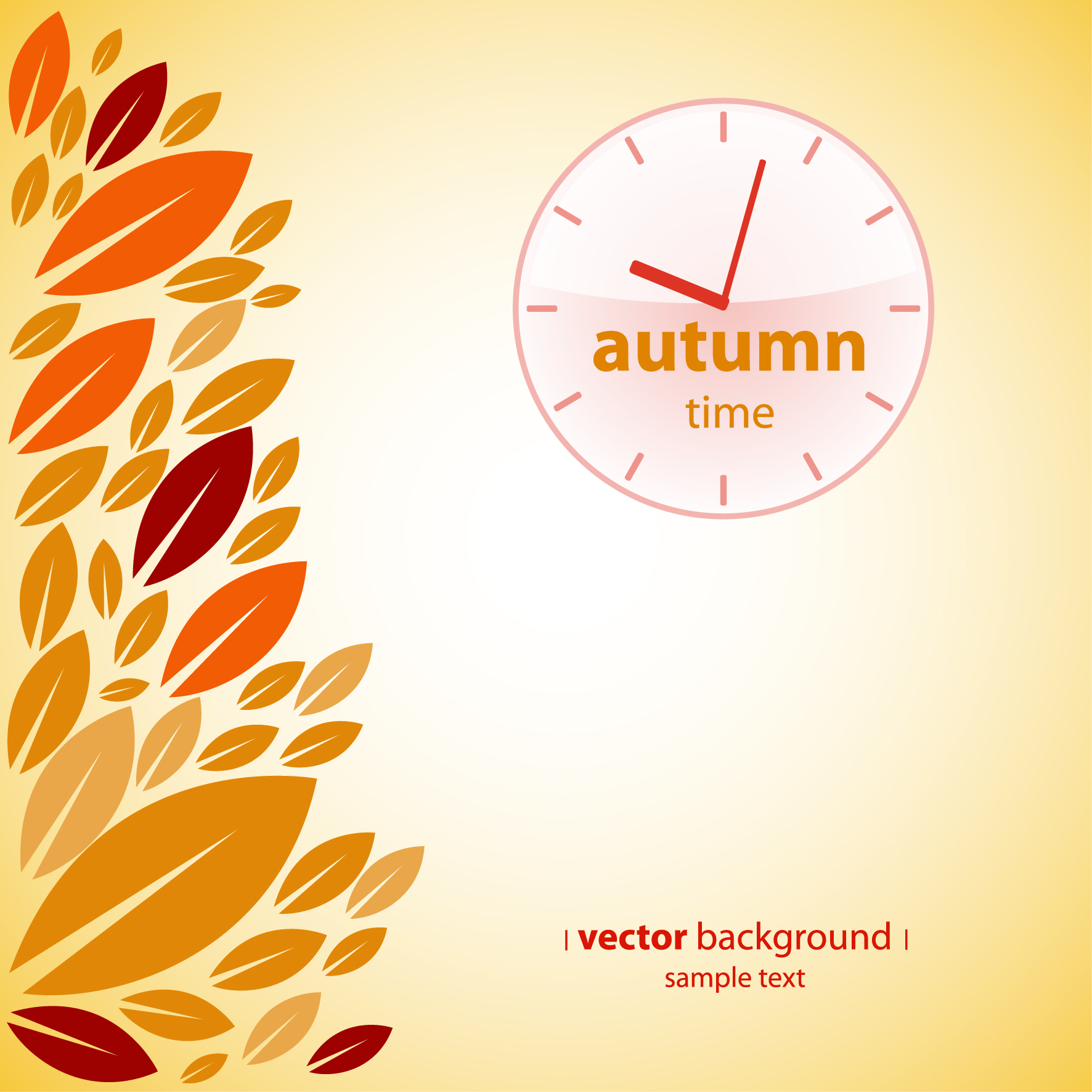 season background templates clock leaves decor flat design