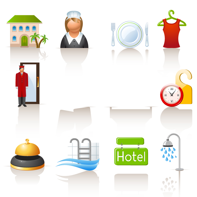 services icons collection car repair hotel themes