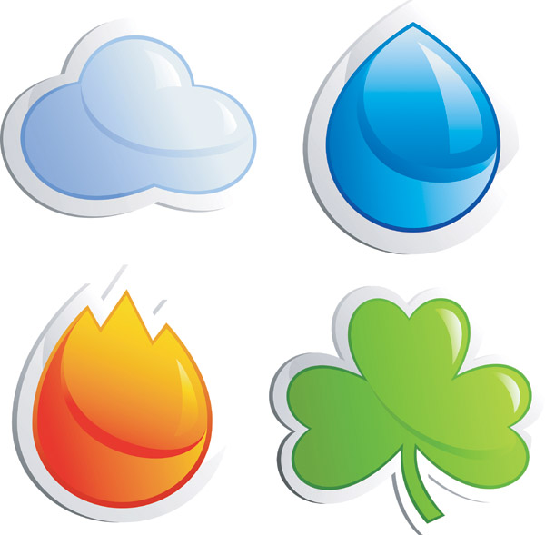 nature icons flat cloud water fire leaf sketch