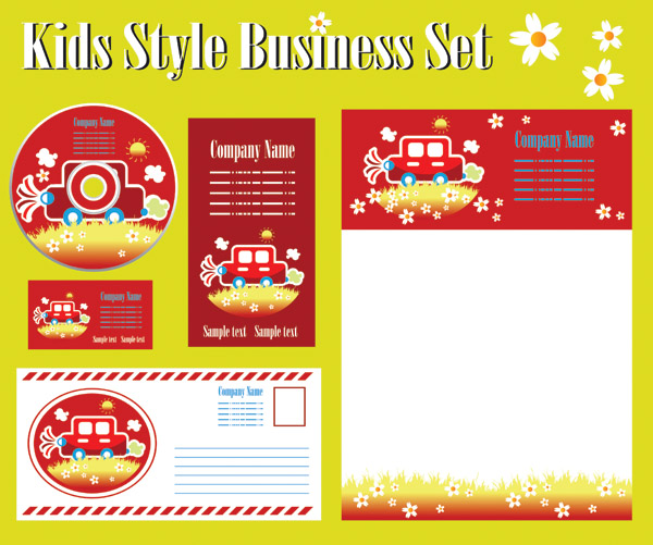 corporate identity sets cute red car decor