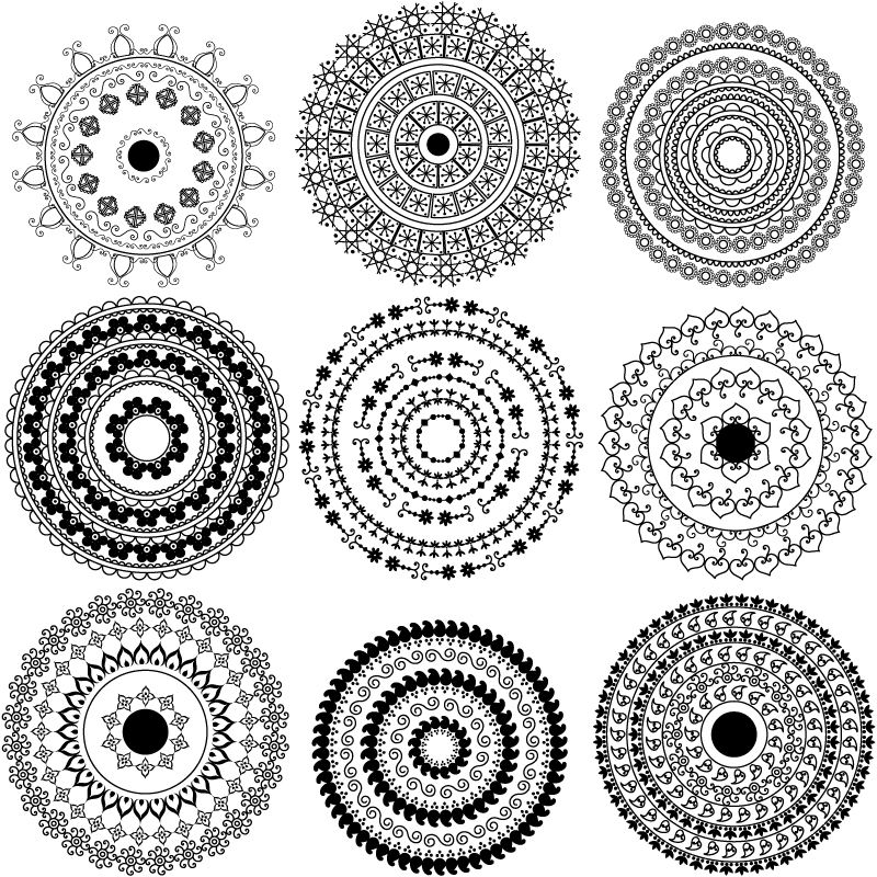 circles pattern templates black white classical seamless design