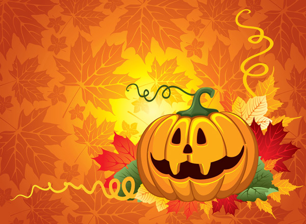 halloween background pumpkin leaves decor colorful bright design