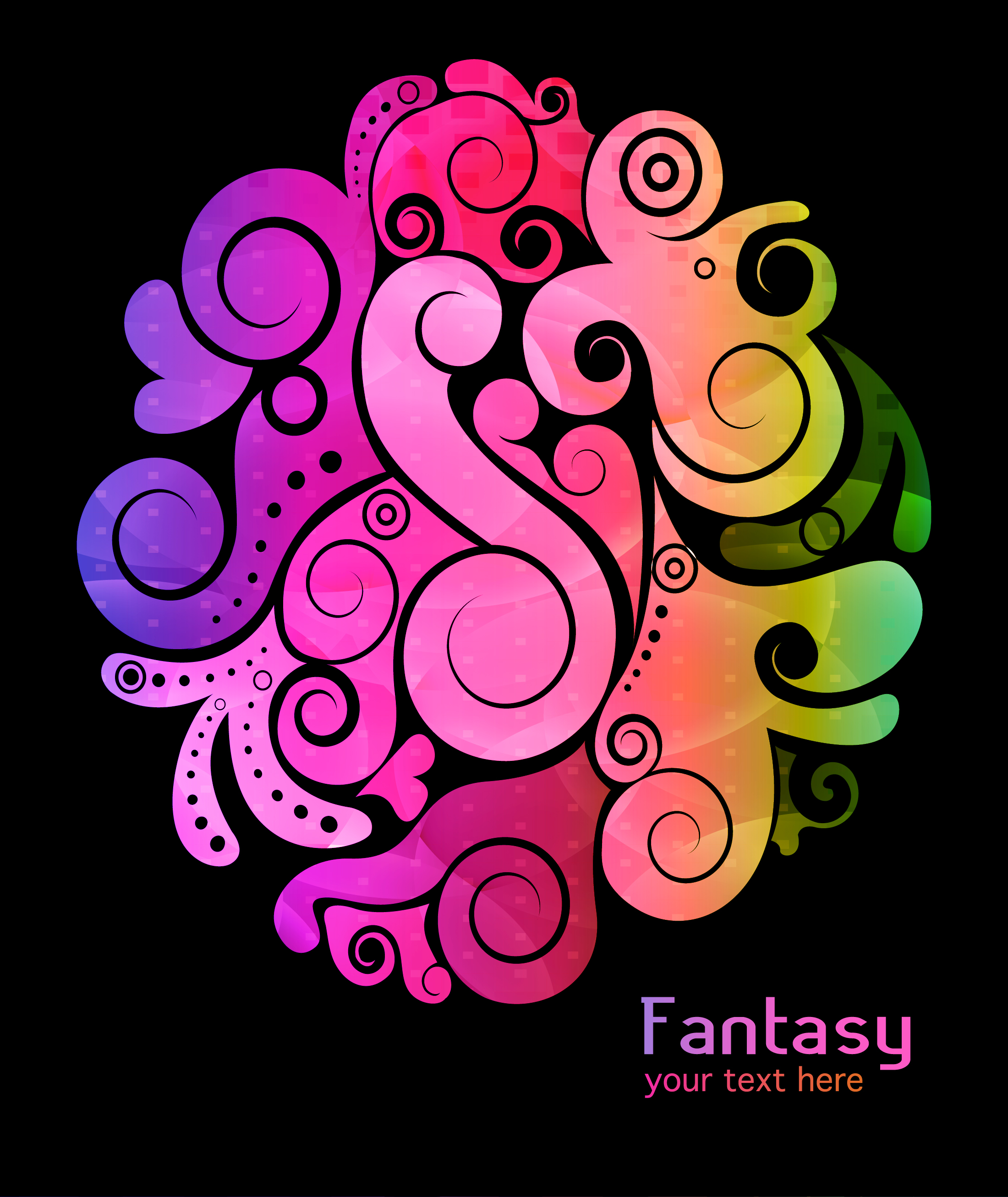 fantasy abstract background dark colored curves sketch