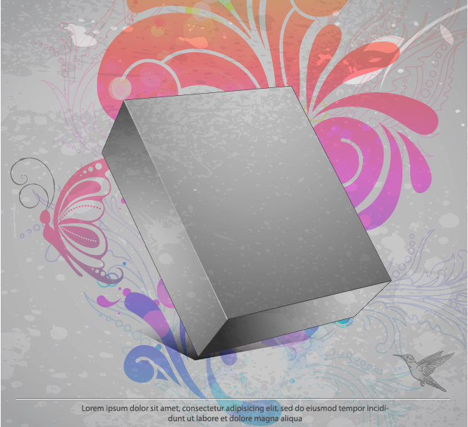 advertising background 3d box icon classical flora decor