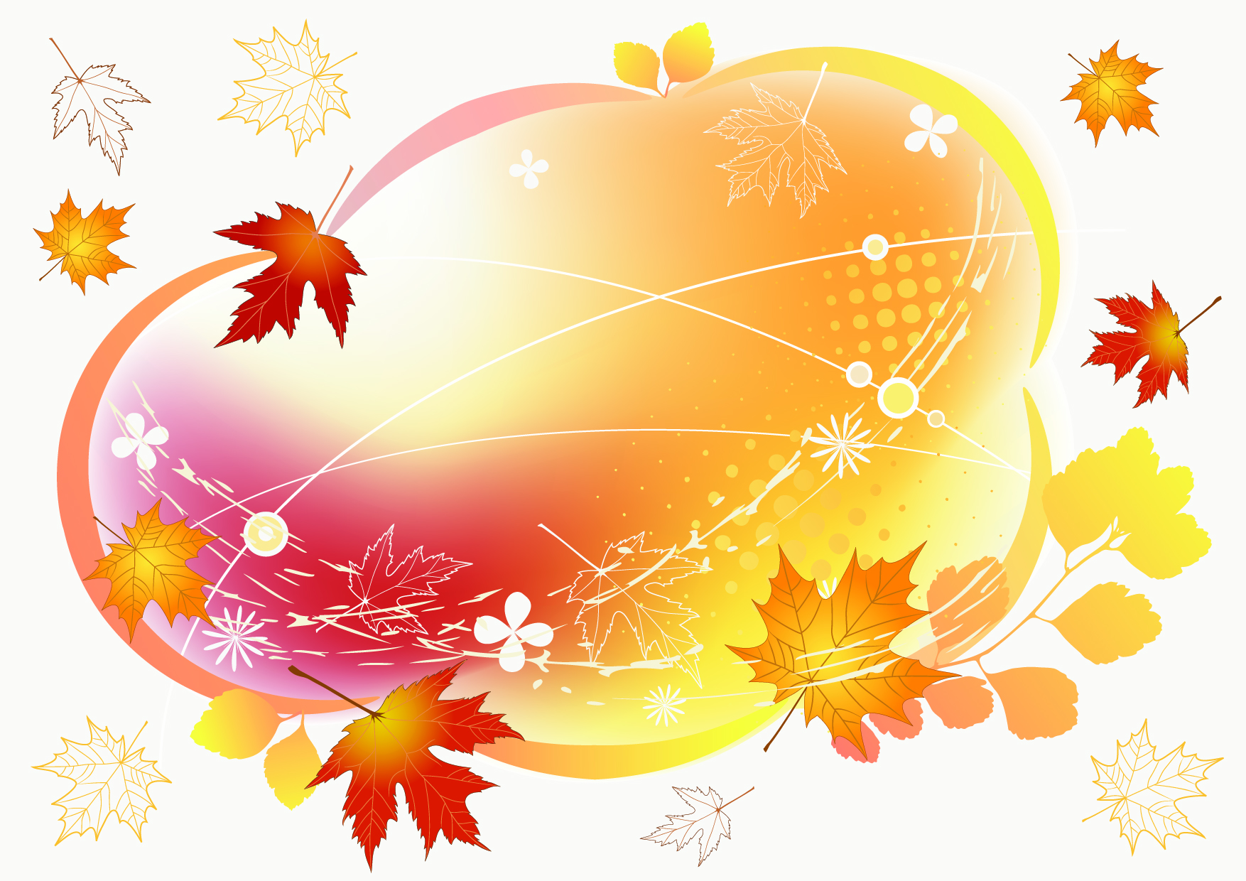 autumn background flying leaves icons dynamic design