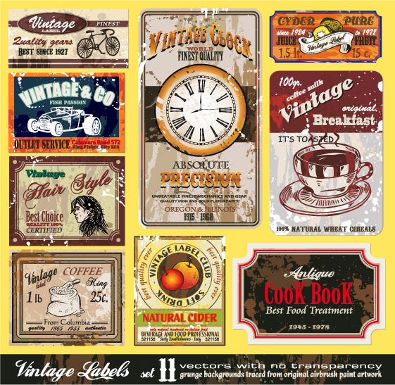 label templates collection colored vintage themes