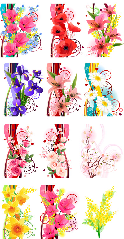 decorative floral templates colorful modern design