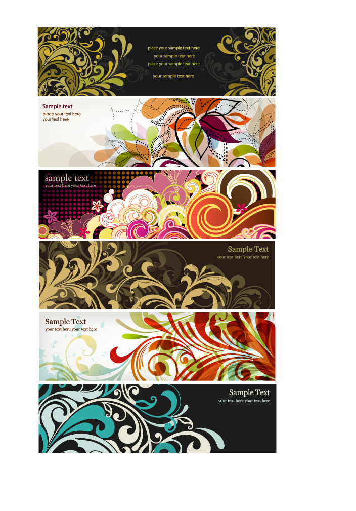 card cover templates colorful floral curves decor