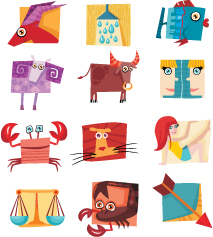 zodiac icons colorful cute shapes