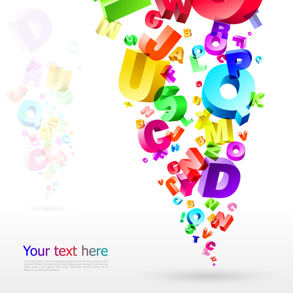 alphabet background colorful 3d floating icons decor