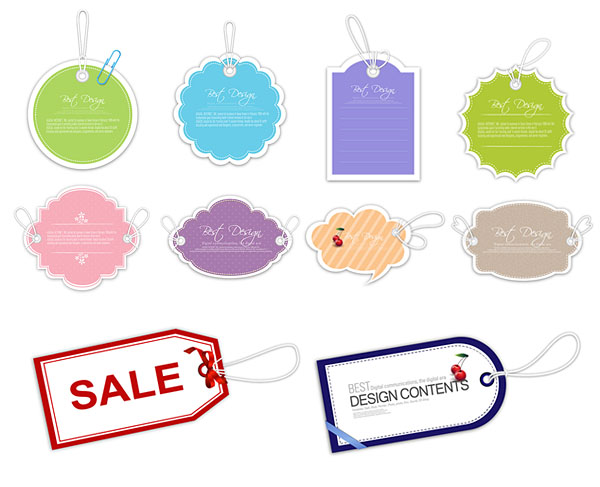 sale tags templates colored classical flat shapes