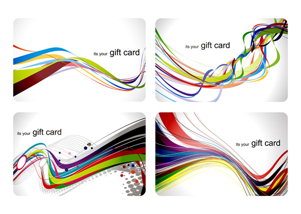 card templates colorful dynamic curves decor