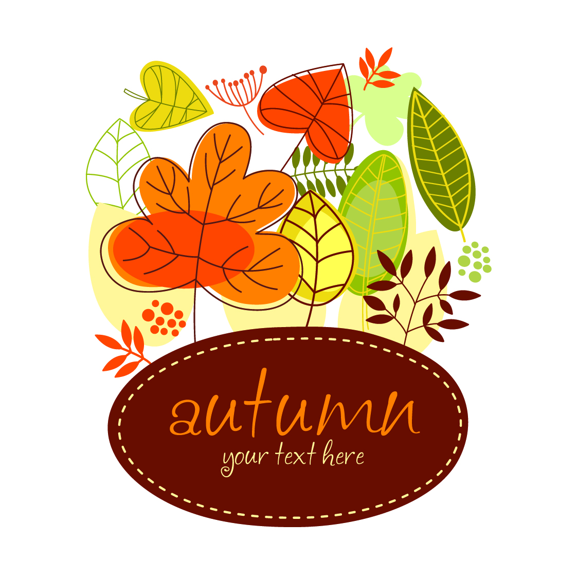 autumn background template classical colored flat leaves sketch