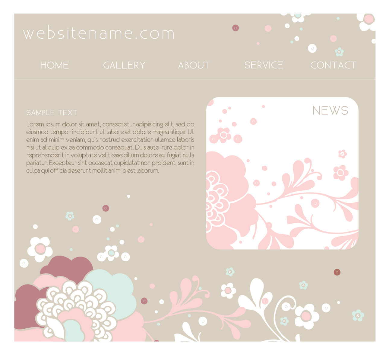 webpage template flowers decor classical design