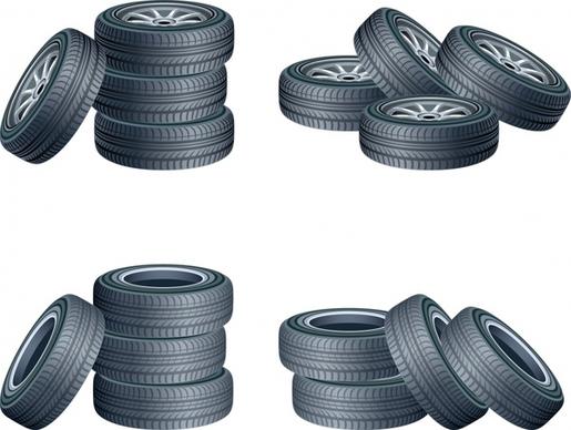 tyre icons shiny modern 3d design