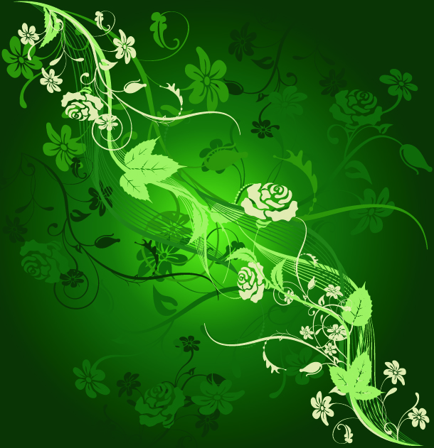 flowers background dark green sketch