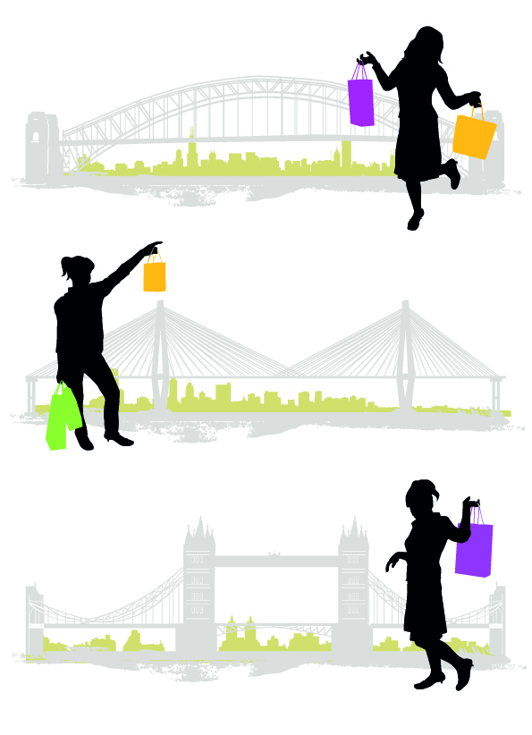 shopping lifestyle icons silhouette design