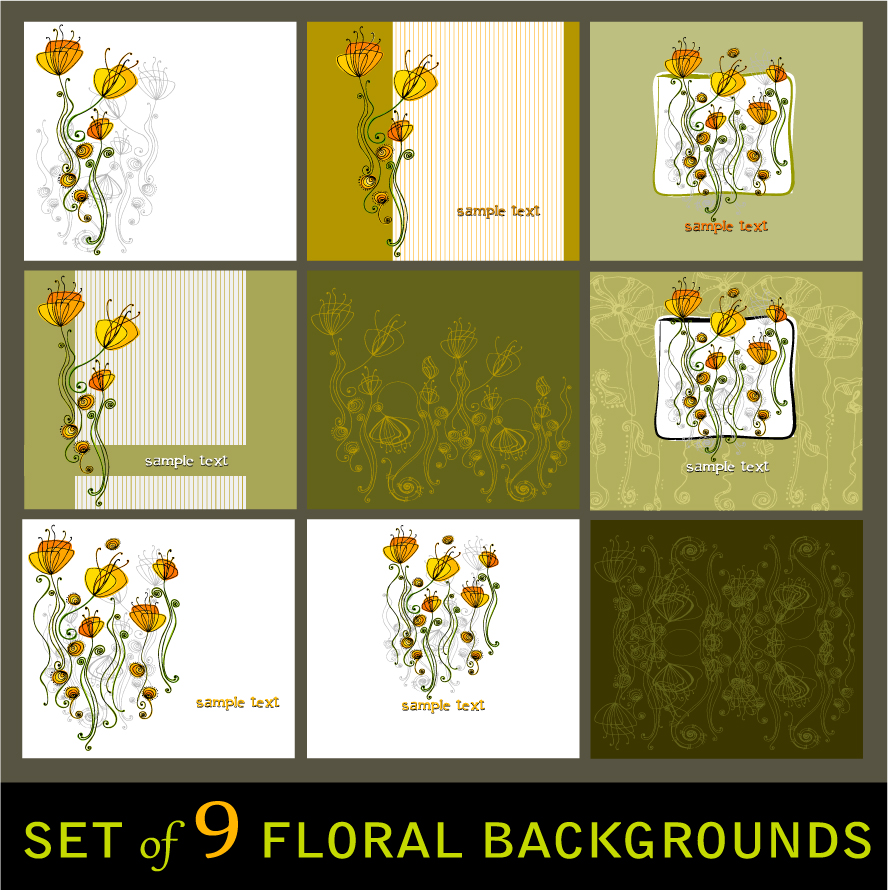 floral background templates colored classical petals sketch