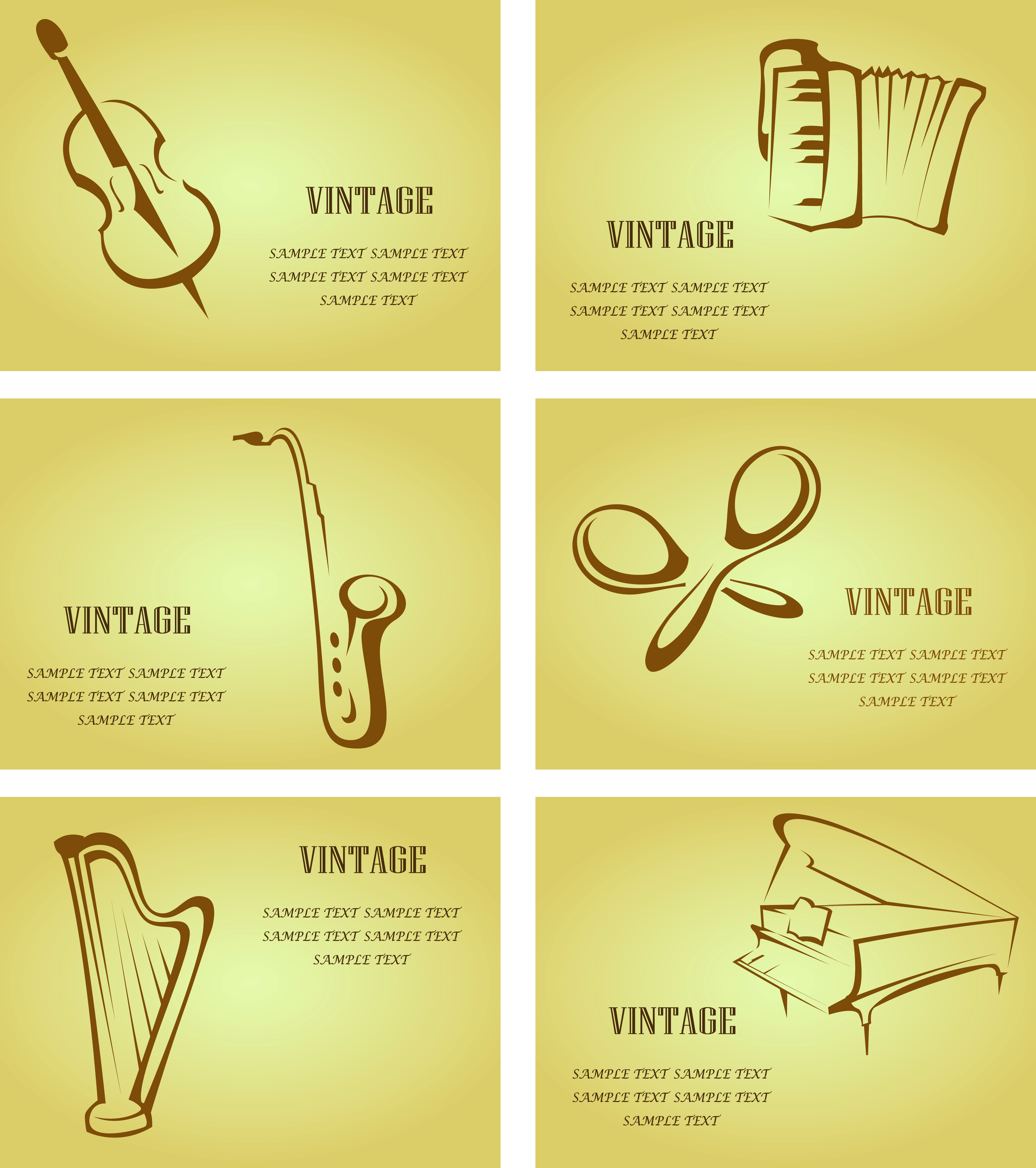 music banner templates instruments icons sketch vintage design