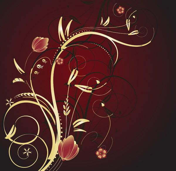 flower background classical dark colored curves decor