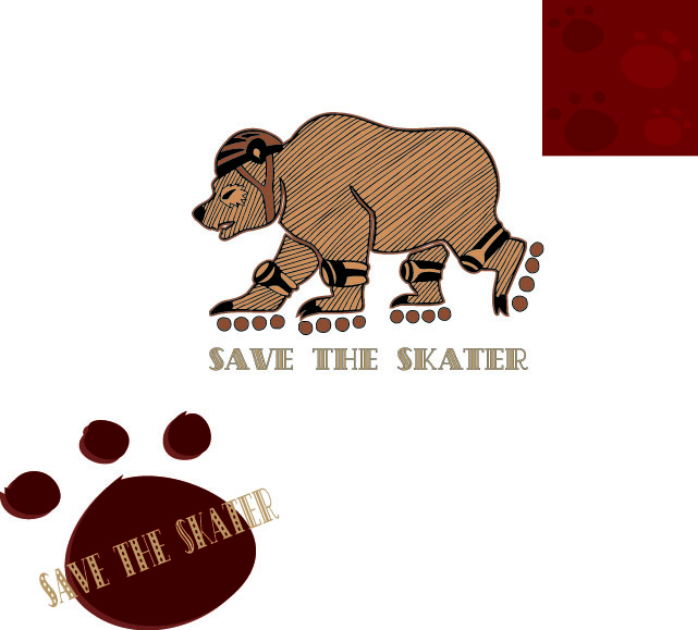 animal save banner bear skater icons funny stylization