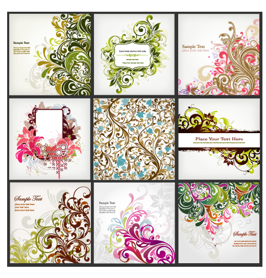 floral background templates colored classical curves decor