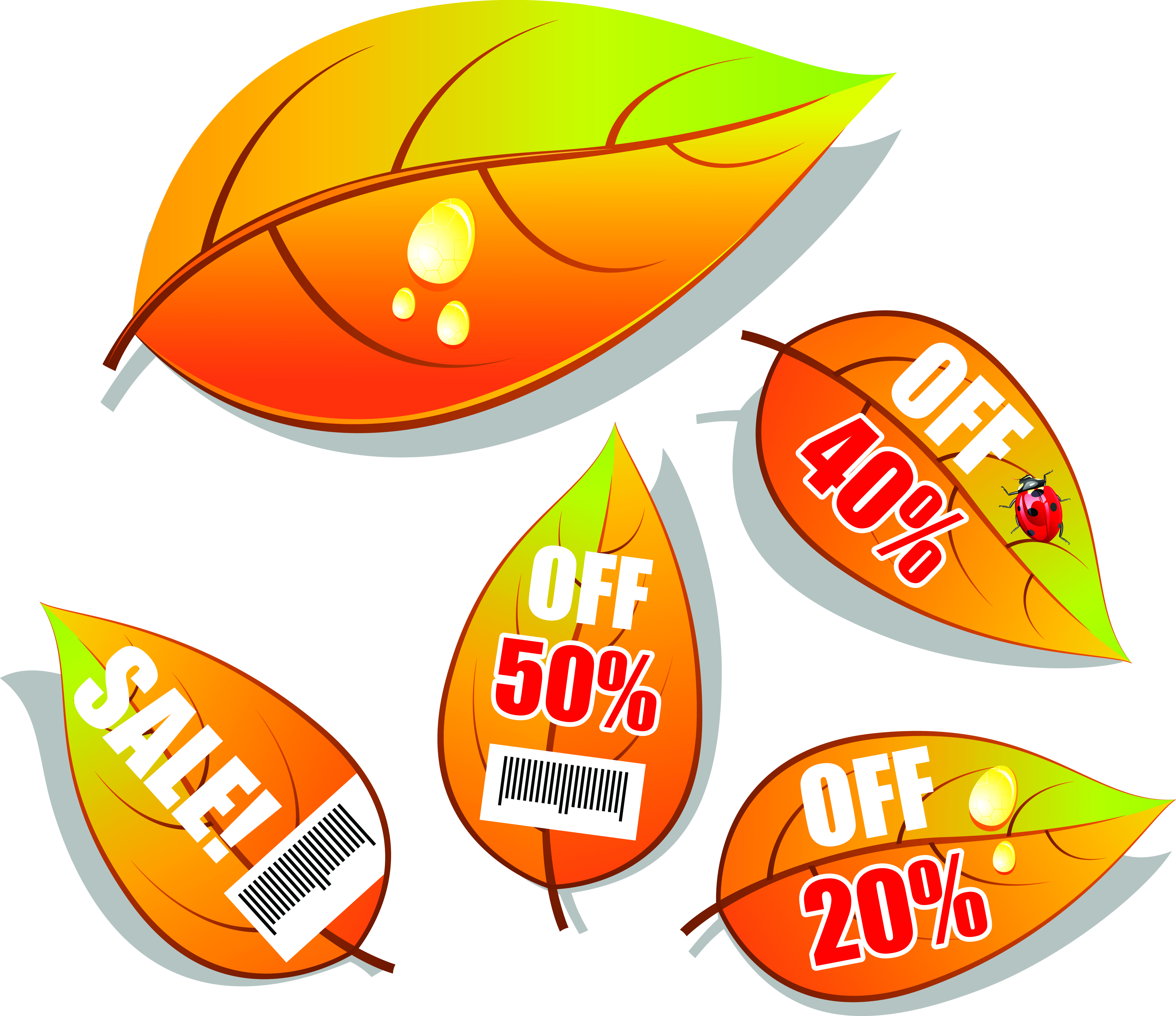 autumn sale tags templates leaf shapes design