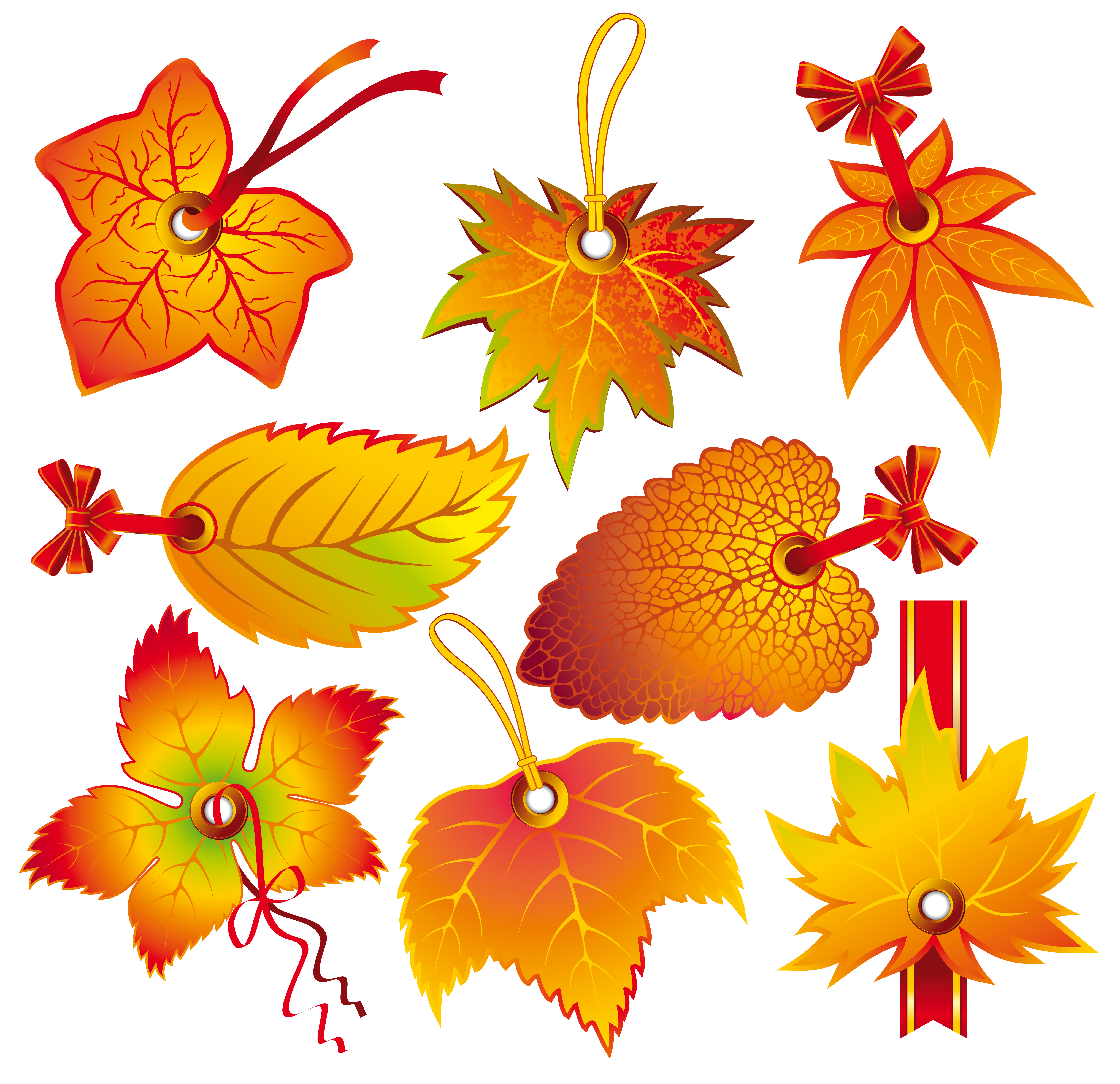 leaf tags templates autumn theme yellow decor